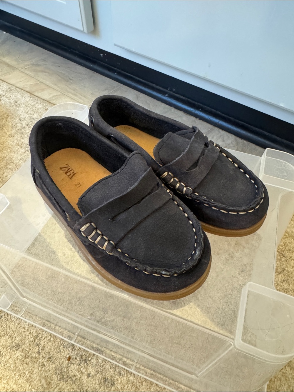 Zara toddler Navy Suede Penny Loafers